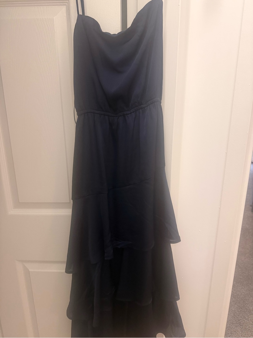 Francesca's Collections Navy Tiered Cowl Neck Maxi Dress